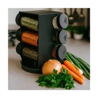 Porta Condimentos Giratório Plástico Preto Com 06 Potes 80ml