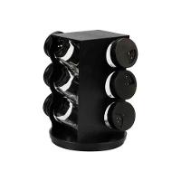Porta Condimentos Giratório Plástico Preto Com 06 Potes 80ml - 5