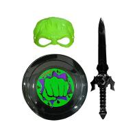 Kit Fantasia Infantil Hulk Com Máscara Escudo E Espada - 2