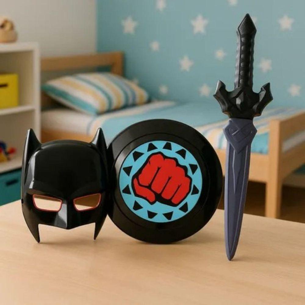 Kit Fantasia Infantil Batman Com Máscara Escudo E Espada - 3