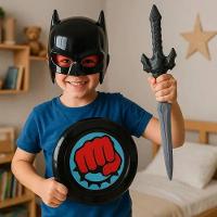 Kit Fantasia Infantil Batman Com Máscara Escudo E Espada - 2