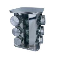 Porta Tempero E Condimentos Giratório Inox 12 Potes De Vidro - 4