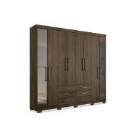 Guarda Roupa Casal 8 Portas e 6 Gavetas c/ Espelho e Pés Master 8.6 Branco - Santos Andirá