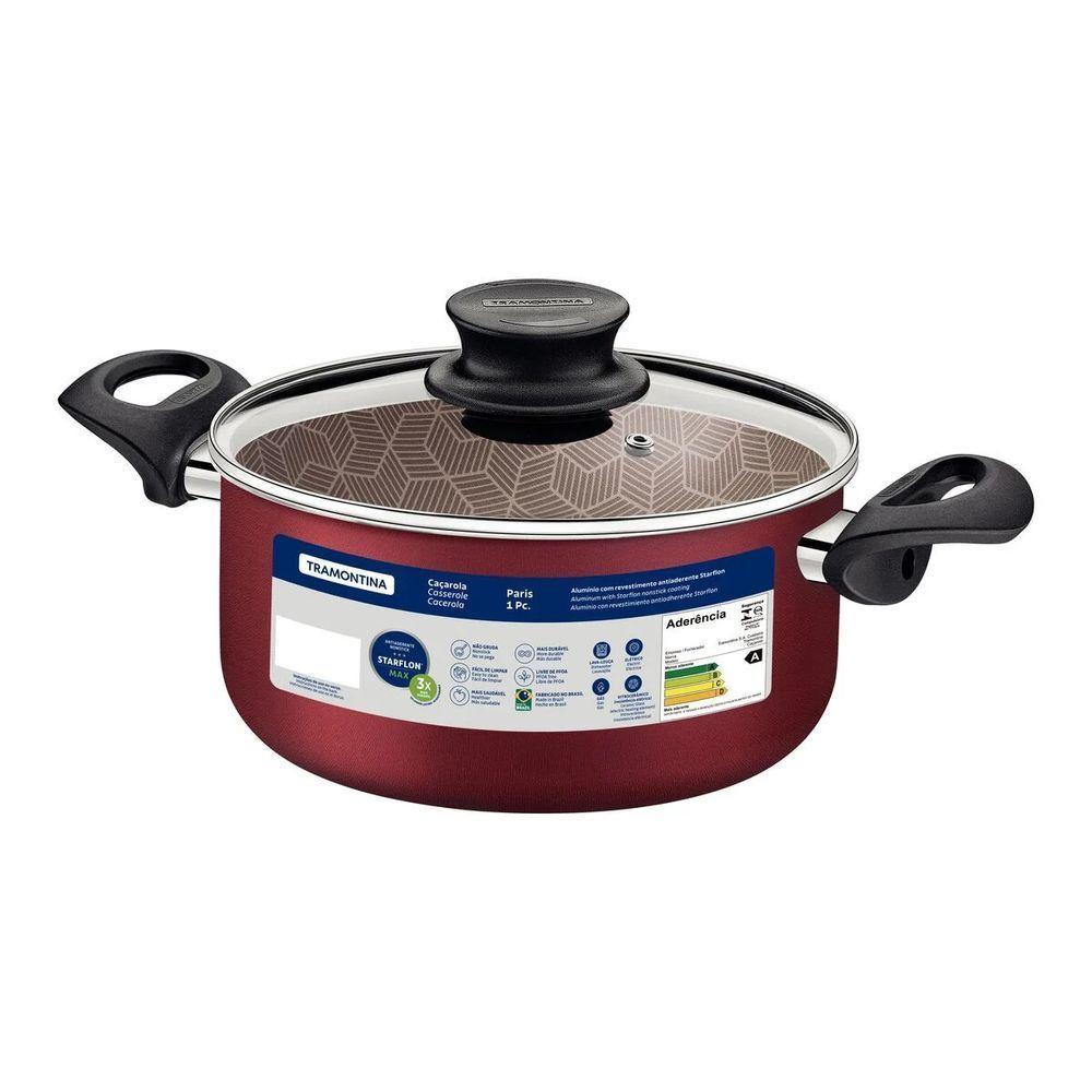 Caçarola Tramontina Paris Em Alumínio Antiaderente Vermelho Com Tampa 26 Cm 6,3 L - 5