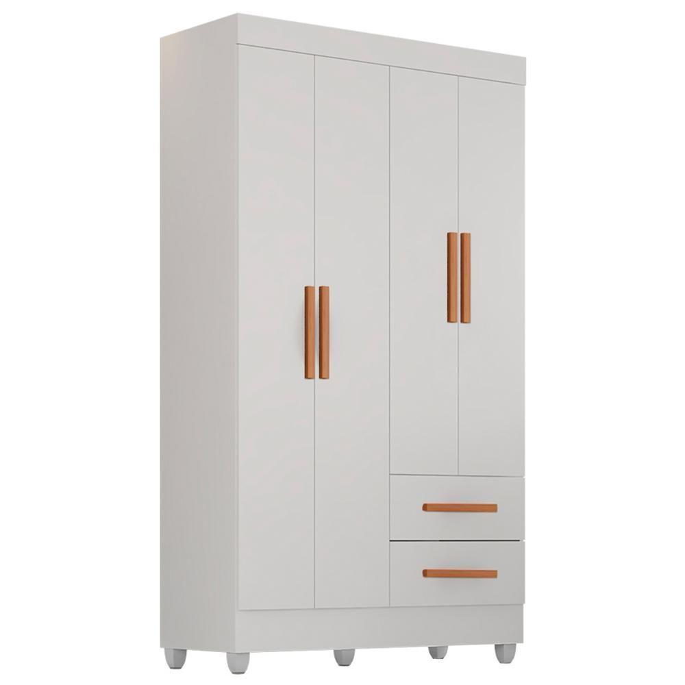 Guarda Roupa Solteiro Lite 4 Portas E 2 Gavetas Branco - Móveis Leão Branco - 1