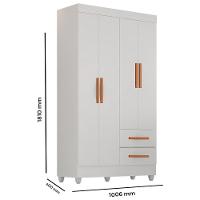 Guarda Roupa Solteiro Lite 4 Portas E 2 Gavetas Branco - Móveis Leão Branco - 4