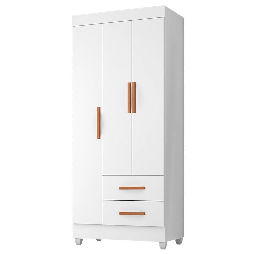 Guarda Roupa Solteiro Lite 3 Portas E 2 Gavetas Branco - Móveis Leão Branco - 1