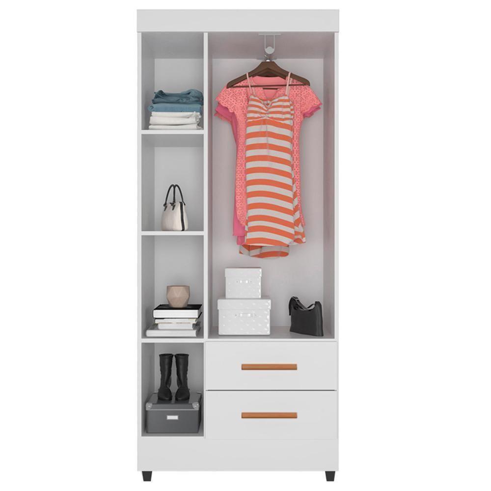 Guarda Roupa Solteiro Lite 3 Portas E 2 Gavetas Branco - Móveis Leão Branco - 3