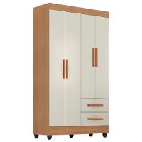 Guarda Roupa Solteiro Lite 4 Portas E 2 Gavetas Nature/off White - Móveis Leão Nature/off White - 1