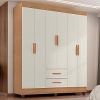 Guarda Roupa Casal Lite 6 Portas E 2 Gavetas Nature/off White - Móveis Leão Nature/off White - 2