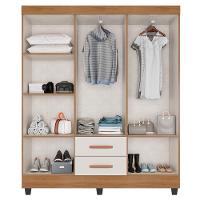 Guarda Roupa Casal Lite 6 Portas E 2 Gavetas Nature/off White - Móveis Leão Nature/off White - 3