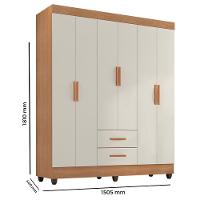 Guarda Roupa Casal Lite 6 Portas E 2 Gavetas Nature/off White - Móveis Leão Nature/off White - 4