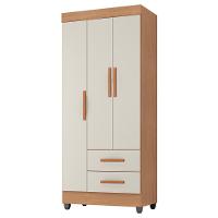 Guarda Roupa Solteiro Lite 3 Portas E 2 Gavetas Nature/off White - Móveis Leão Nature/off White - 1