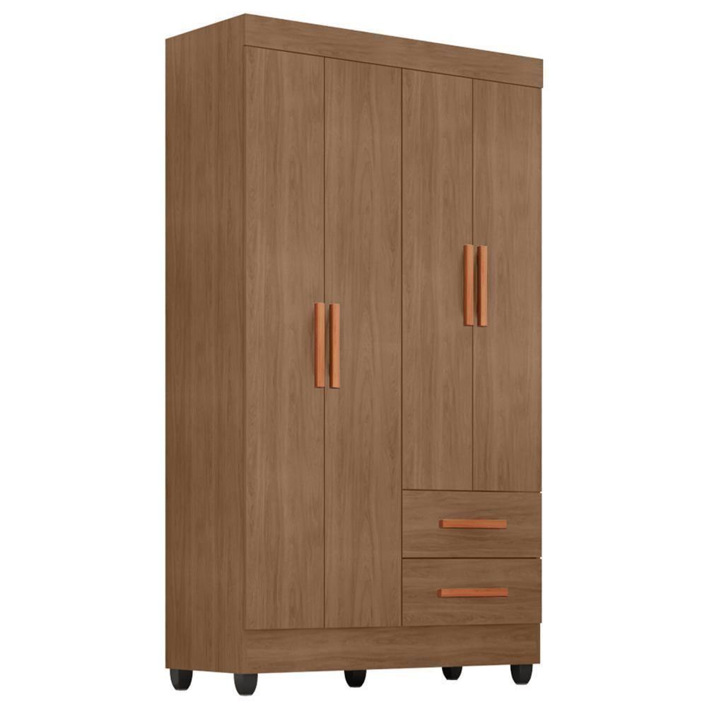 Guarda Roupa Solteiro Lite 4 Portas E 2 Gavetas Carvalho Oak - Móveis Leão Carvalho Oak - 1