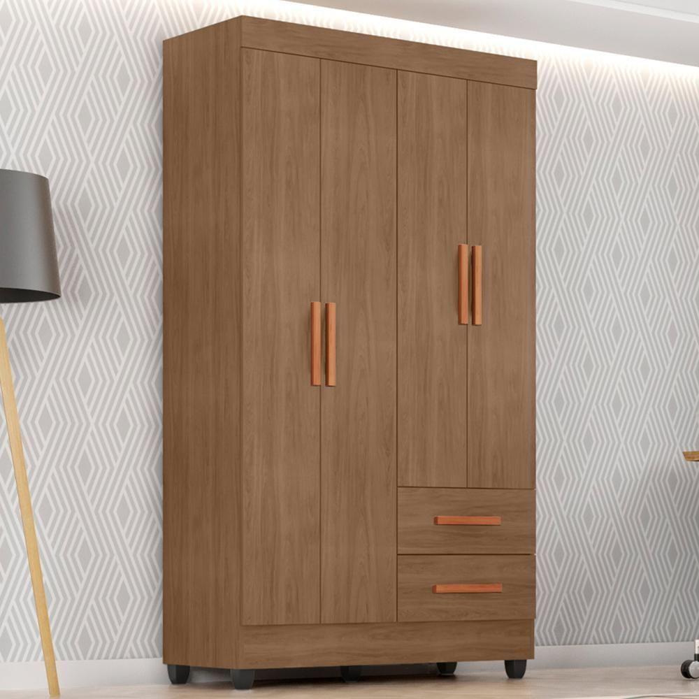 Guarda Roupa Solteiro Lite 4 Portas E 2 Gavetas Carvalho Oak - Móveis Leão Carvalho Oak - 2