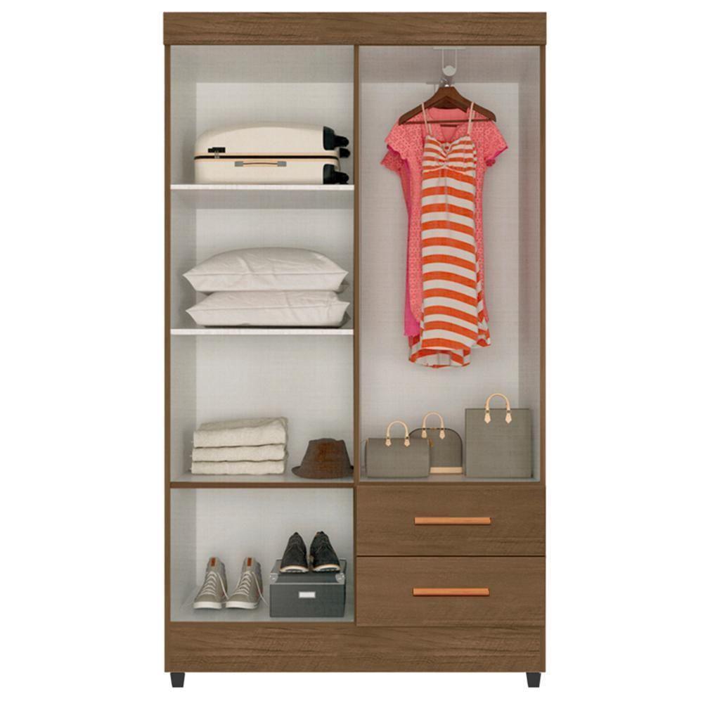 Guarda Roupa Solteiro Lite 4 Portas E 2 Gavetas Carvalho Oak - Móveis Leão Carvalho Oak - 3