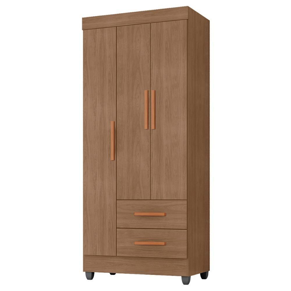Guarda Roupa Solteiro Lite 3 Portas E 2 Gavetas Carvalho Oak - Móveis Leão Carvalho Oak - 1
