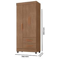 Guarda Roupa Solteiro Lite 3 Portas E 2 Gavetas Carvalho Oak - Móveis Leão Carvalho Oak - 4