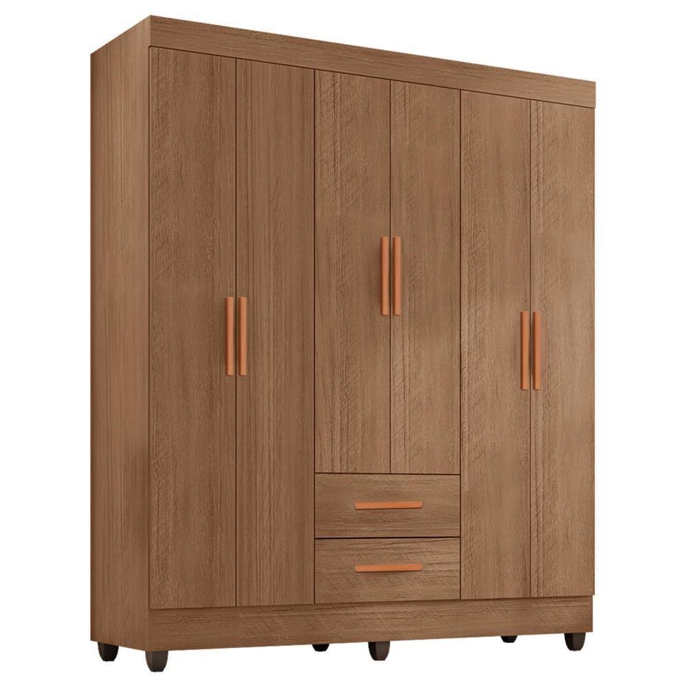 Guarda Roupa Casal Lite 6 Portas E 2 Gavetas Carvalho Oak - Móveis Leão Carvalho Oak - 1