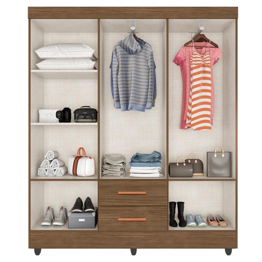 Guarda Roupa Casal Lite 6 Portas E 2 Gavetas Carvalho Oak - Móveis Leão Carvalho Oak - 3