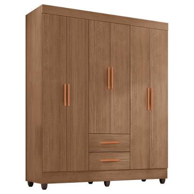 Guarda Roupa Casal Lite 6 Portas E 2 Gavetas Carvalho Oak - Móveis Leão Carvalho Oak