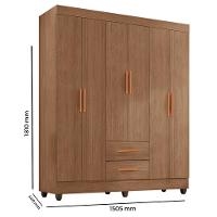 Guarda Roupa Casal Lite 6 Portas E 2 Gavetas Carvalho Oak - Móveis Leão Carvalho Oak - 4