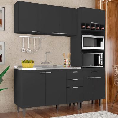 Armário De Cozinha Cp02 Com Pia 120cm Pérola Z34 Preto - Mpozenato