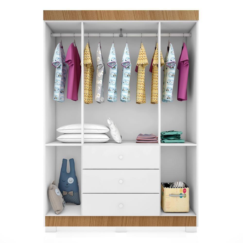 Guarda Roupa Infantil Duda 4 Portas E 3 Gavetas Branco/carvalho - Phoenix Baby - 2
