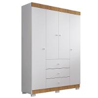 Guarda Roupa Infantil Duda 4 Portas E 3 Gavetas Branco/carvalho - Phoenix Baby - 1