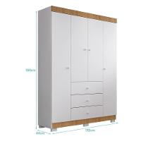 Guarda Roupa Infantil Duda 4 Portas E 3 Gavetas Branco/carvalho - Phoenix Baby - 3