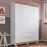 Guarda Roupa Infantil Duda 4 Portas E 3 Gavetas Branco/carvalho - Phoenix Baby - 4