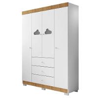 Guarda Roupa Infantil Ane 4 Portas E 3 Gavetas Branco/carvalho - Phoenix Baby - 1
