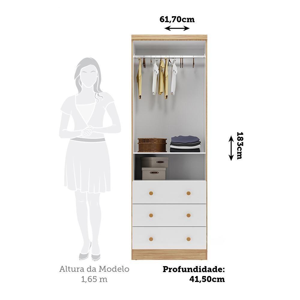 Guarda Roupa Infantil Uli New 2 Portas E 3 Gavetas Branco Brilho/amêndoa - Móveis Peroba - 6