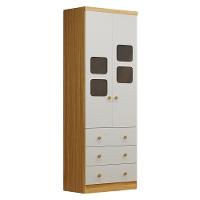 Guarda Roupa Infantil Uli New 2 Portas E 3 Gavetas Branco Brilho/amêndoa - Móveis Peroba - 1