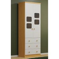 Guarda Roupa Infantil Uli New 2 Portas E 3 Gavetas Branco Brilho/amêndoa - Móveis Peroba - 2