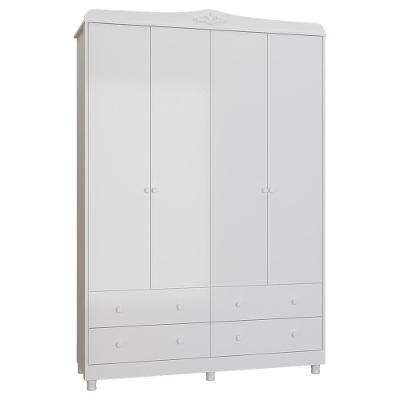 Guarda Roupa Infantil Elô 4 Portas E 4 Gavetas Branco Brilho - Móveis Peroba