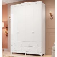 Guarda Roupa Infantil Elô 4 Portas E 4 Gavetas Branco Brilho - Móveis Peroba - 2