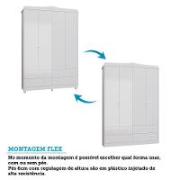 Guarda Roupa Infantil Elô 4 Portas E 4 Gavetas Branco Brilho - Móveis Peroba