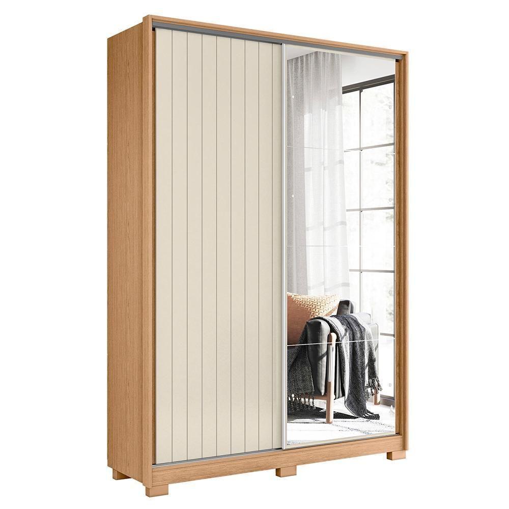 Guarda Roupa Frizatto 2 Portas Deslizantes Flex Freijó/off White Com Espelho - Móveis Albatroz Freijó/off White - 1