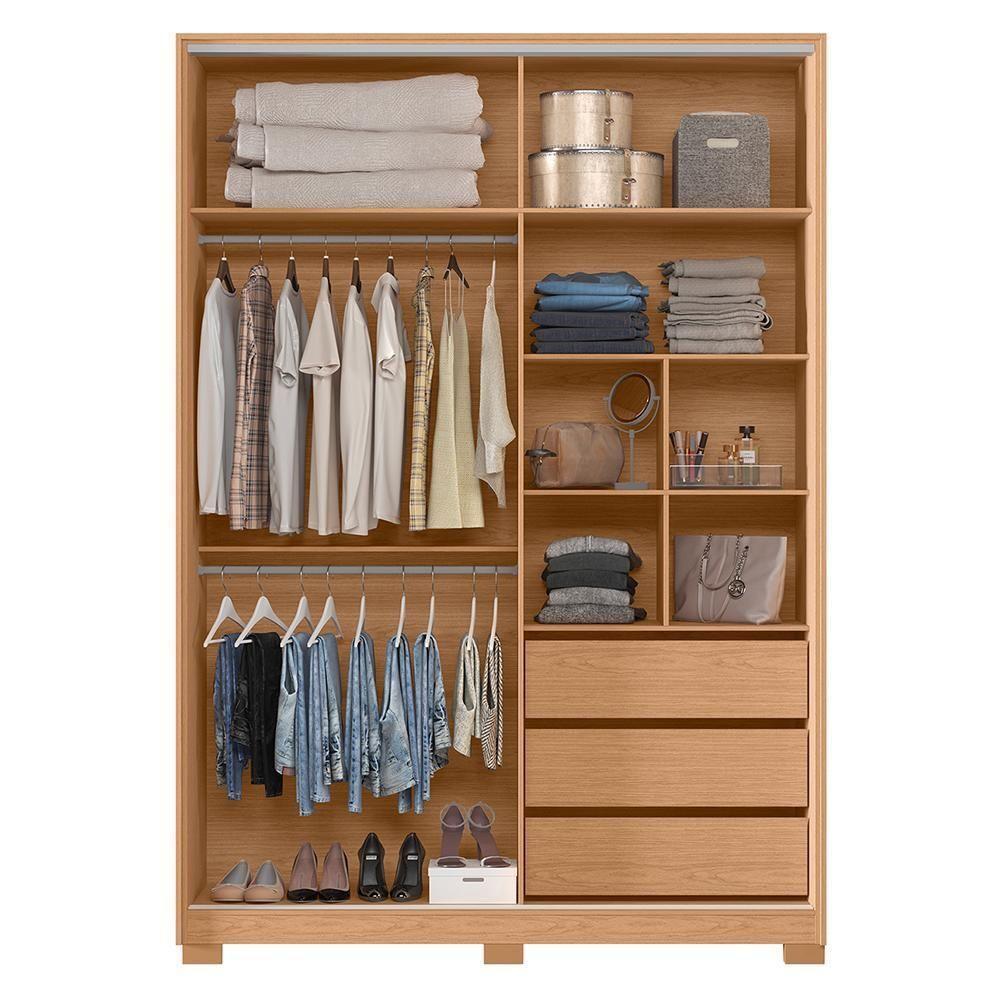 Guarda Roupa Frizatto 2 Portas Deslizantes Flex Freijó/off White Com Espelho - Móveis Albatroz Freijó/off White - 3