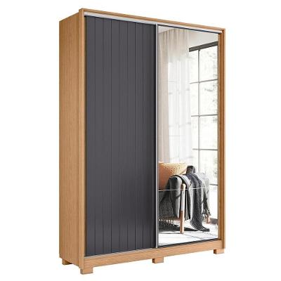 Guarda Roupa Frizatto 2 Portas Deslizantes Flex Freijó/titanium Com Espelho - Móveis Albatroz Freijó/titanium