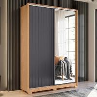 Guarda Roupa Frizatto 2 Portas Deslizantes Flex Freijó/titanium Com Espelho - Móveis Albatroz Freijó/titanium - 2