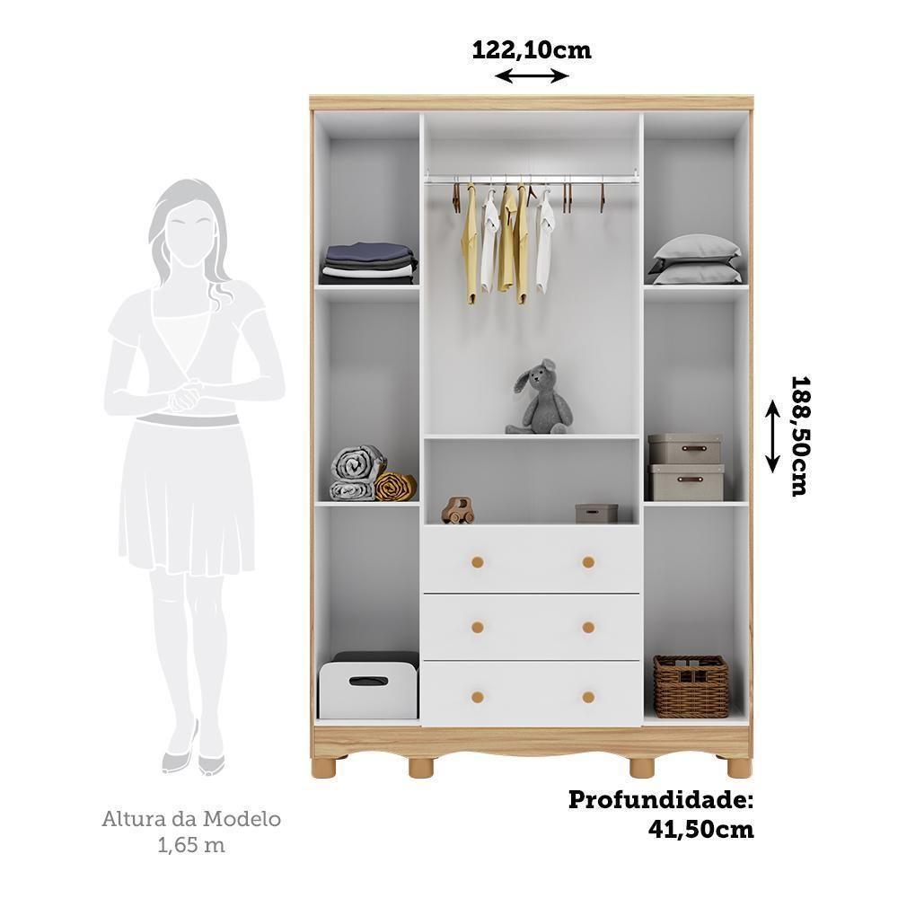Guarda Roupa Infantil Uli New 4 Portas E 3 Gavetas Branco Brilho/amêndoa - Móveis Peroba - 6
