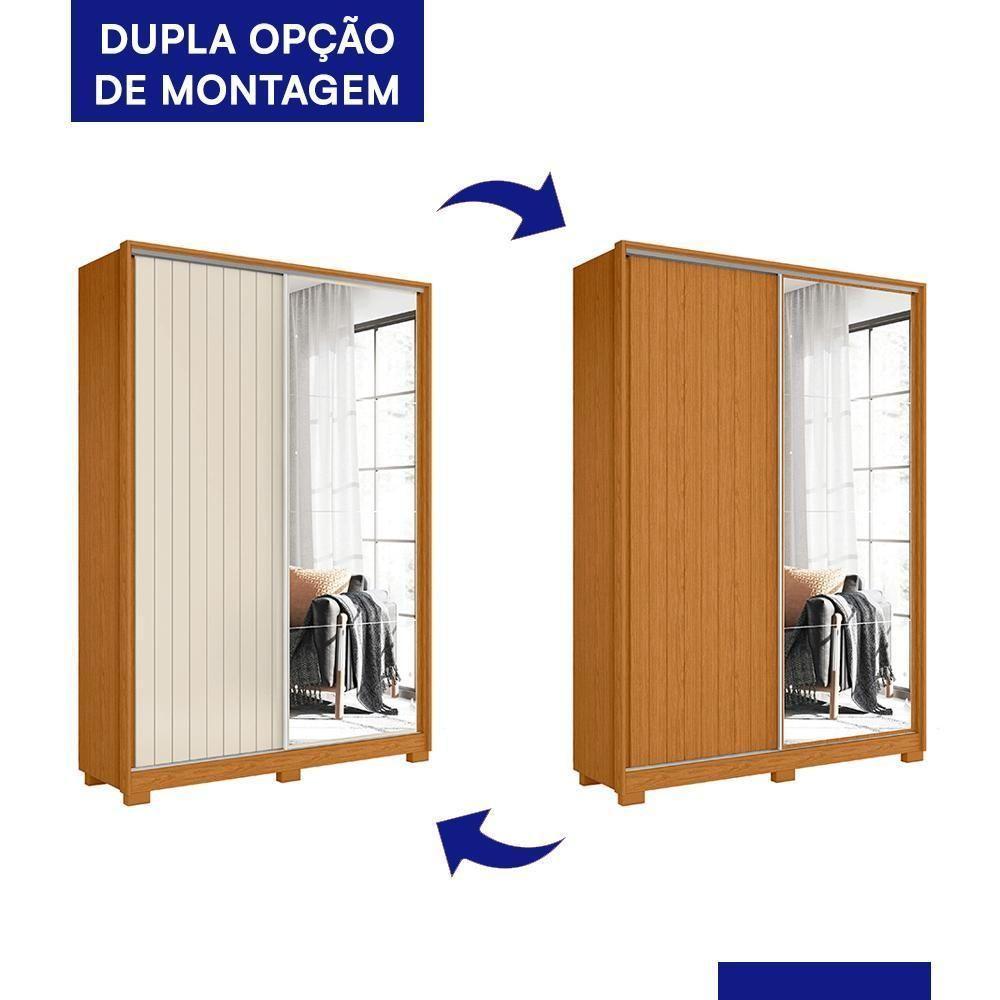 Guarda Roupa Frizatto 2 Portas Deslizantes Flex Cinamomo/off White Com Espelho - Móveis Albatroz Cinamomo/off White - 4