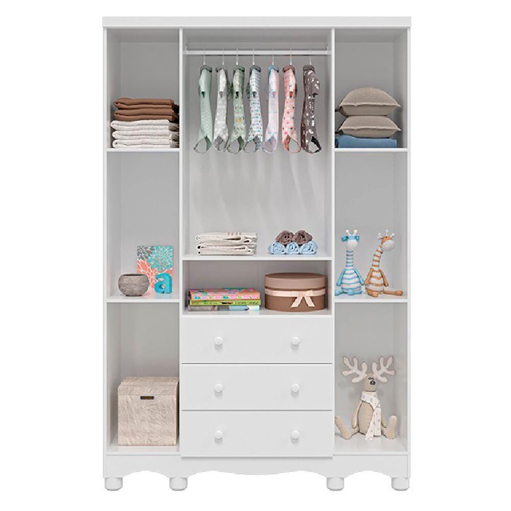 Guarda Roupa Infantil Uli New 4 Portas E 3 Gavetas Branco Brilho - Móveis Peroba - 3