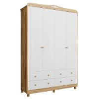 Guarda Roupa Infantil Elô 4 Portas E 4 Gavetas Branco Brilho/amêndoa - Móveis Peroba - 1