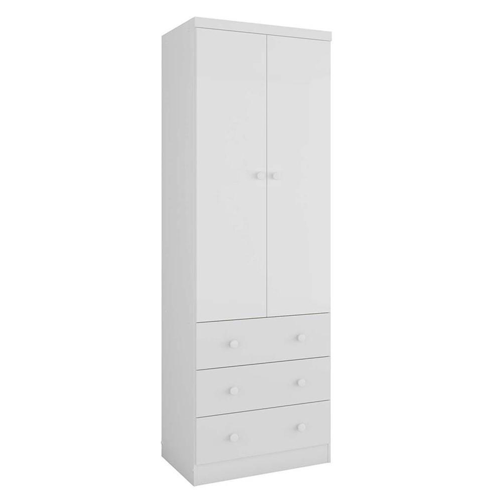 Guarda Roupa Infantil Júnior 2 Portas E 3 Gavetas Branco Brilho - Móveis Peroba - 1