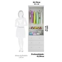 Guarda Roupa Infantil Júnior 2 Portas E 3 Gavetas Branco Brilho - Móveis Peroba - 5