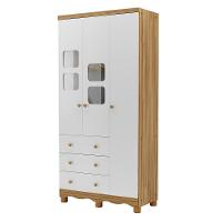 Guarda Roupa Infantil Uli New 3 Portas E 3 Gavetas Branco Brilho/amêndoa - Móveis Peroba - 1