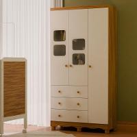 Guarda Roupa Infantil Uli New 3 Portas E 3 Gavetas Branco Brilho/amêndoa - Móveis Peroba - 2